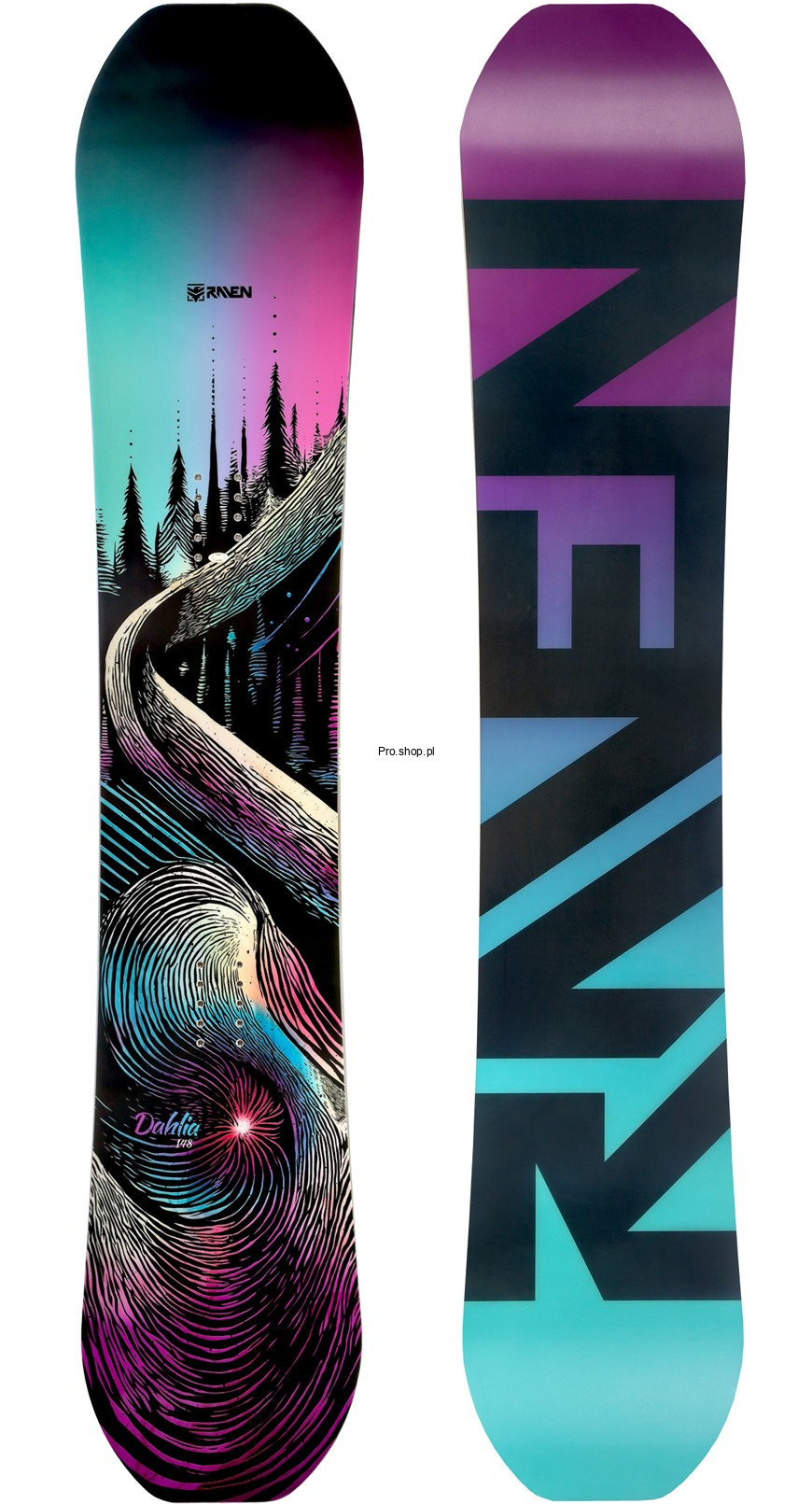 Snowboard Raven Dahlia Carbon – Profilo Camrocker, Rinforzo Carbonio, Misure 139-154 Cm, Colore Menta/rosa